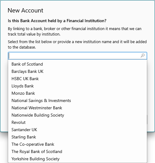 Choose financial institution