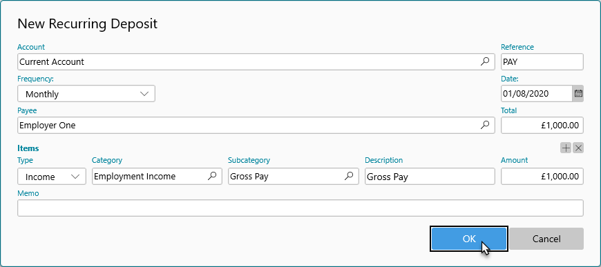 Complete Recurring Deposit Dialog