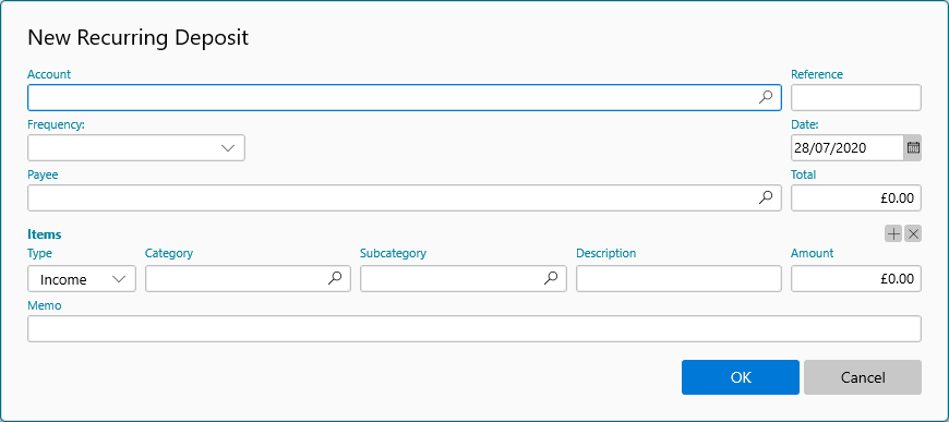 New Recurring Deposit Dialog